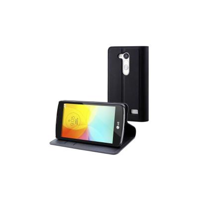 Muvit Slim'n'Stand Wallet Folio - Flip cover voor mobiele telefoon - polyurethaan, polycarbonaat - zwart - voor LG L Fino D290N