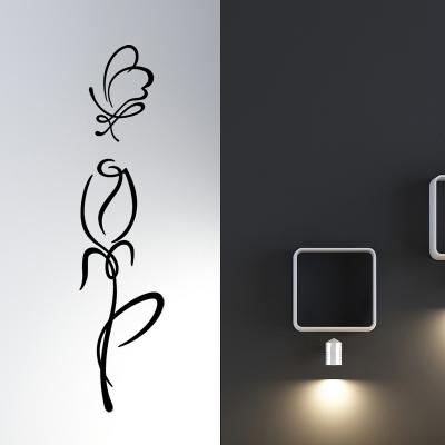 Pick and Stick Sticker Mural Contour de tulipe - 25 x 25 cm, Noir