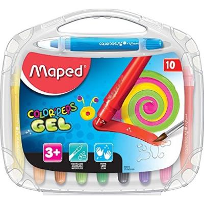 Maped Crayons Gel Aquarellables 10 Craies de Coloriage Tendres En Plastique + Système Twist qui Garde les Mains Propres Couleurs très vives et Grand Pouvoir Couvrant Valisette Plastique - vue 2