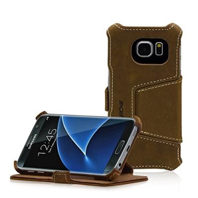 LEICKE Manna UltraSlim - Flip cover voor mobiele telefoon - nubuck - bruin - voor Samsung Galaxy S7