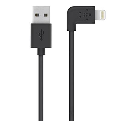 Belkin F8J147bt04-BLK Câble USB Connecteur lightning Coudé 2.4A pour iPhone 5, 5S, 5C, 6, 6S, 6+, 6S+, iPad mini, iPad 4, iPod Touch 5G, iPod Nano 7G - noir 1.20m