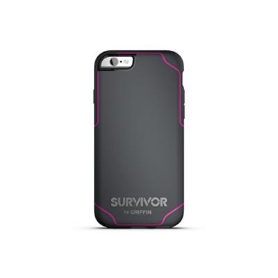 Griffin Survivor - Achterzijde behuizing voor mobiele telefoon - polycarbonaat, thermoplastisch, elastomeer - grijs, donkerroze - voor Apple iPhone 6, 6s