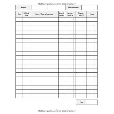 Livre Journal Recettes Dépenses - Format A4 - 106 pages NLFBP