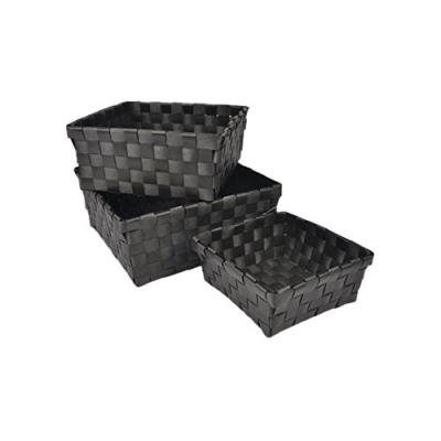 Douceur d'intérieur 6gmb267nr panier tressé set de 3 noir 21,5 x 21,5 x 9 cm