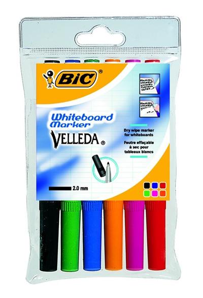 Feutre Velleda 1741 Bic pointe moyenne - Pochette x 6 couleurs
