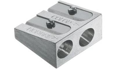FABER-CASTELL - taille crayon duo métallique spécial pour crayons couleur pour artistes et craie, pour des bouts pointu (185710) pcs.