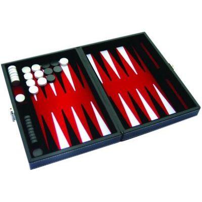Backgammon vinyle noir et rouge magnétique (17 x 23 cm plié)
