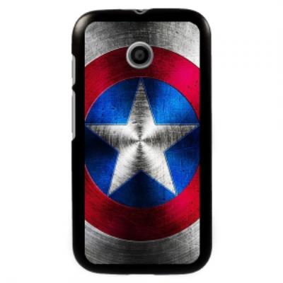 Coque noire pour Motorola Moto E impression bouclier capitaine américain