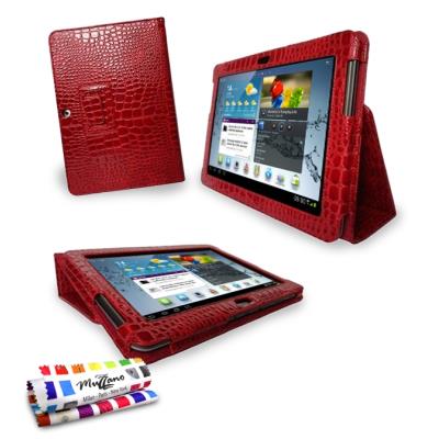 Etui Folio ORIGINAL , CroCoChic,  Premium Rouge de MUZZANO pour SAMSUNG GALAXY TAB 2 ( P5100 )
