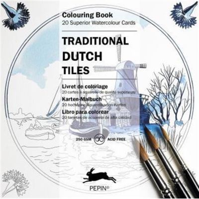 Bloc De 20 Cartes À Colorier Porcelaine Bleu Delft - Pepin