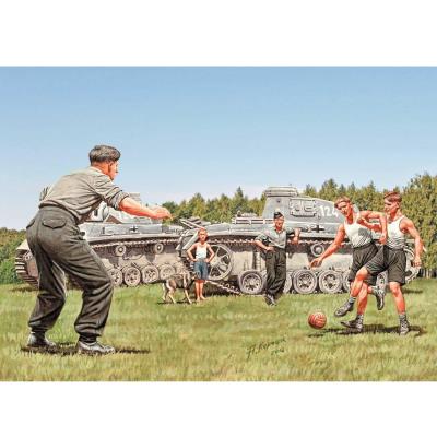 Figurines 2ème guerre mondiale : une pose entre deux combats, tankistes allemands master box