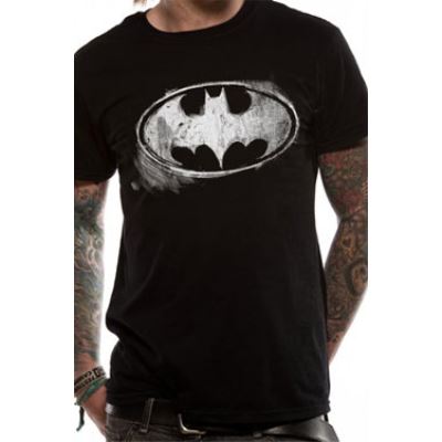 Batman T-Shirt Logo Mono Distressed (S)