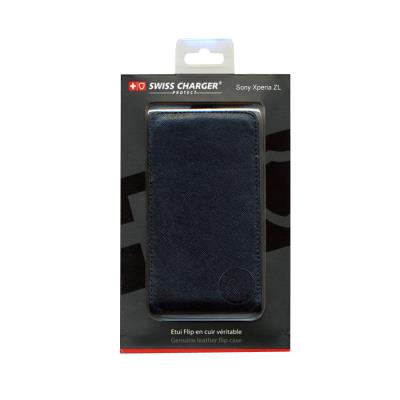 Swiss Charger étui folio en similicuir noir pour Sony Xperia ZL