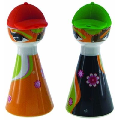 LEBRUN 9100602 HUILIER ET VINAIGRIER FORME DE PERSONNAGES PORCELAINE