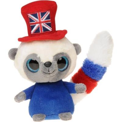 Aurora - yoohoo and friends - peluche avec chapeau drapeau anglais - 12 cm