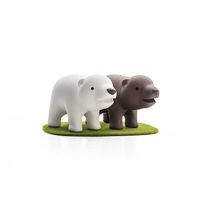 Ensemble salière et poivrier - Frères ours - Blanc et marron