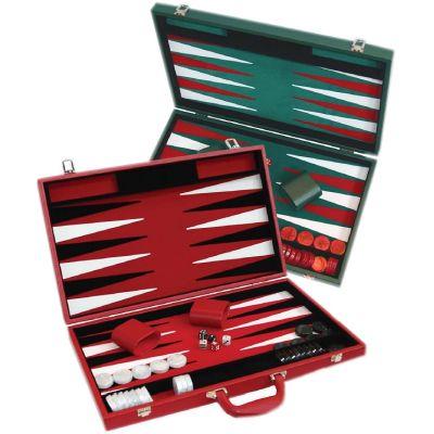 Backgammon façon cuir rouge velours noir et rouge (46 x 28 cm plié)