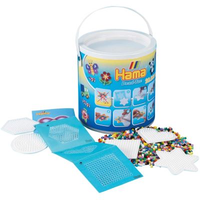 Hama Hama-20,000 Beads & Pegboards in Bucket Perles à Repasser, 7701, Multicolore, Taille Unique
