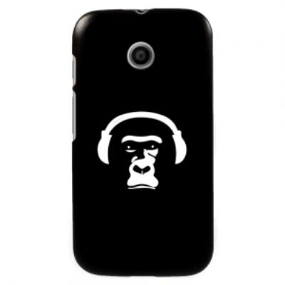 Coque noire pour Motorola Moto E motif singe casque
