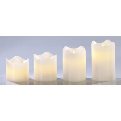 Set de 4 bougies LED en cire véritable - Blanc avec flamme vacillante