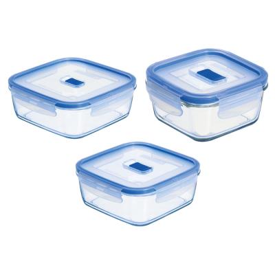 Lot de 3 boites carrées pure box active 38 76 122 cl luminarc