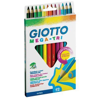 Etui de 12 crayons de couleur Giotto Mega Tri mine Ø 5.5mm longeur 18cm