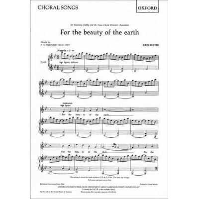 For the beauty of the earth: SA vocal score: SS (or SA) Vocal Score - [Version Originale]