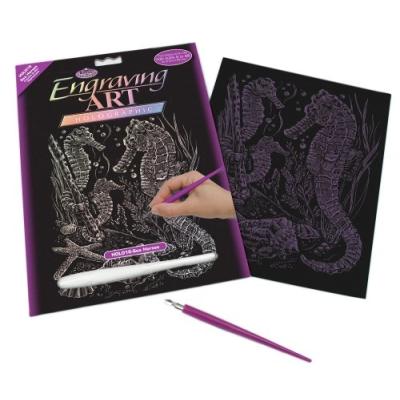 ROYAL & LANGNICKEL HOLO16 GRAVURE D'ART BRILLANT DANS LE NOIR TAILLE A4 HIPPOCAMPES