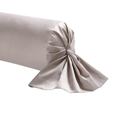 Essix - Taie de traversin Satin de coton uni Cendre - 043 x 230 cm
