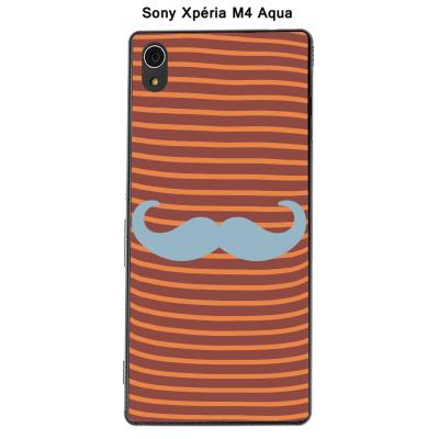 Coque Sony Xpéria M4 Aqua - Marinière Moustache - 4 Aquamarine