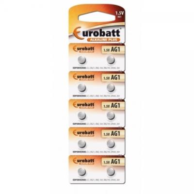 Pack de 10 piles Eurobatt Alkaline AG1,LR621,LR60,164,SR621W,GP64A,364 avec 0% Mercure