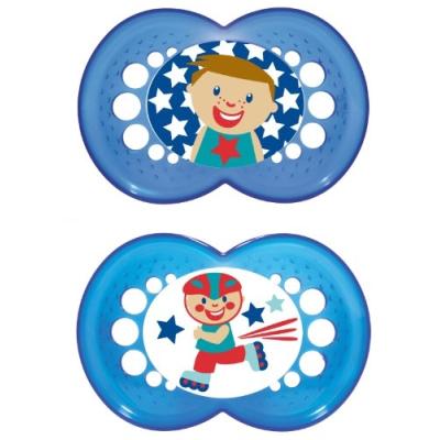 mam - lot de 2 tétines - garçon - + 16 mois - motif bleu - sans bisphenol a
