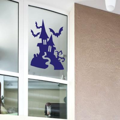 Pick and Stick Sticker Mural une maison hantée - 35 x 30 cm, Noir