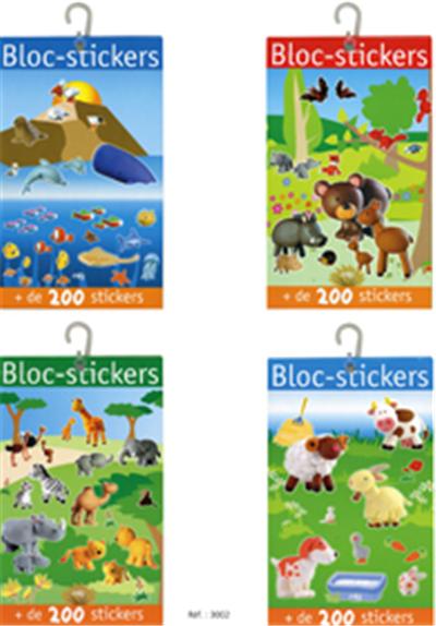 Bloc de 200 stickers animaux