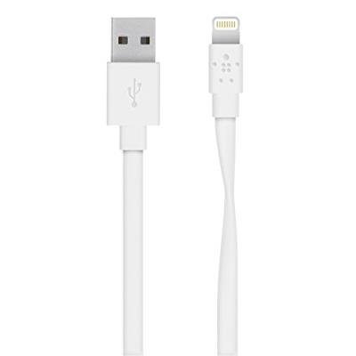 Belkin MiXit F8J148bt04-WHT Câble USB sync/charge plat avec connecteur lightning - blanc - 2,4A - 1.20m