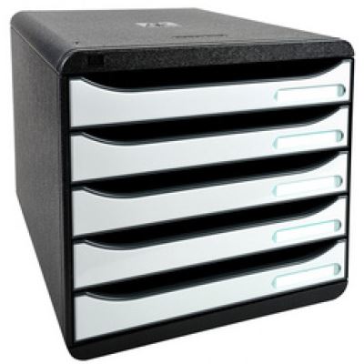 exacompta exacompta module de classement big-box plus, 5 tiroirs,blanc noir