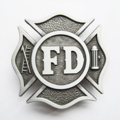 boucle de ceinture pompier blason americain brut firemen
