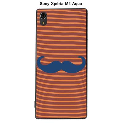 Coque Sony Xpéria M4 Aqua - Marinière Moustache - 4 Classic Blue