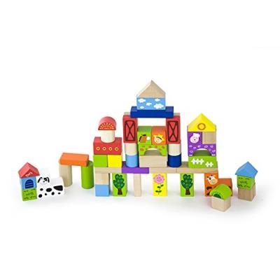 New classic toys - 0804 - jeu de construction - cubes - décoration ferme - 50 pièces