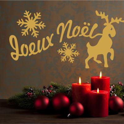 Pick and Stick Sticker Mural rennes de voeux de Noël - 25 x 50 cm, Noir