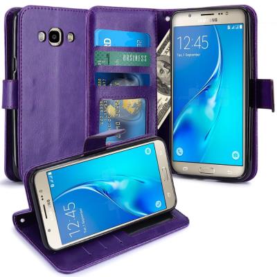 Samsung Galaxy J7 2016 Housse Coque Etui de luxe Portefeuille Porte Carte Et Billet pour Samsung Galaxy J7 2016 (Housse Luxe Violet)