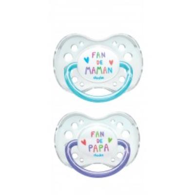 Sucette forme anatomique +18 mois duo fan silicone avec anneau dodie