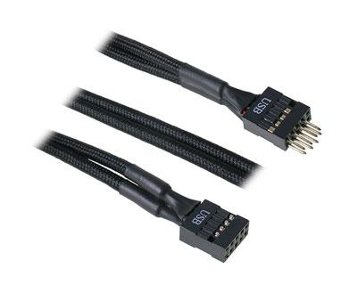 BitFenix - Cable Extension USB Interne - 30 cm - Gaine Noire