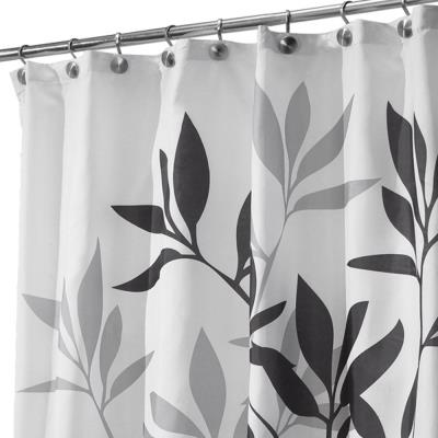 Rideau de douche feuilles - InterDesign - Blanc et noir