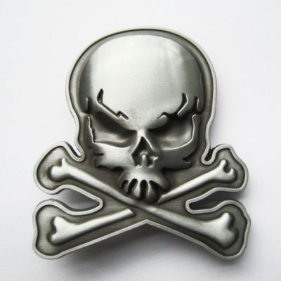 boucle de ceinture crane pirate alu os croisé tete de mort