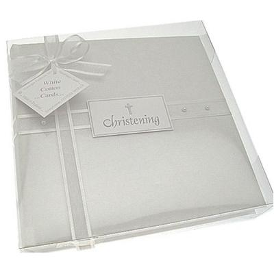white cotton cards - t53m - album photo medium - baptême - perle