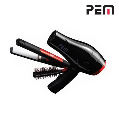 Set de voyage - S&egrave;che cheveux + Lisseur + Brosse &agrave; cheveux deux sens 