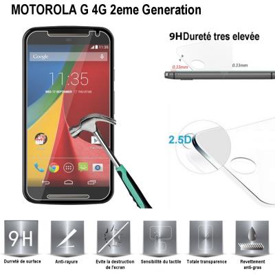 MOTOROLA MOTO G 2eme Generation Vitre protection d'ecran en verre trempé incassable Tempered Glass Premium Visibilité Ultra clear ultra transparent