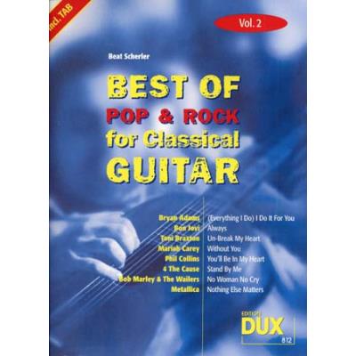 Partitions variété, pop, rock... Edition Dux BEST OF POP & ROCK FOR CLASSICAL GUITAR SOLF. & TAB VOL.2 Guitare tablatures