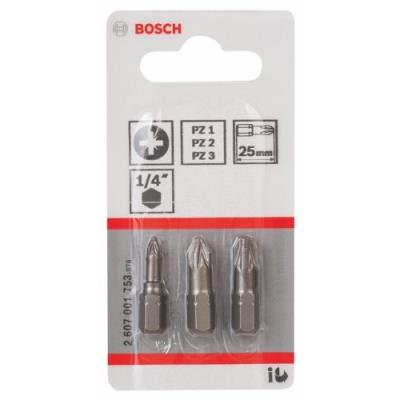 Bosch 2607001753 Embout De Vissage Courts pour Pz1/ Pz2/ Pz3/ 25 Mm Set De 3 Pièces